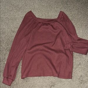 Women's Burgundy rose waffle top